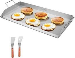 VEVOR Grilio plokštė Grilio keptuvė Nerūdijančio plieno universali stačiakampė plokštė (809 x 370 mm) su plokščia viršutine dujinio grilio plokšte, skirta BBQ griliui Teppanyaki Nešiojamieji šeimyniniai indai su rankena