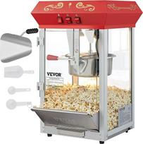 VEVOR Popcorn Maker Popcorn Maker 850 W 8 oz virdulys 48 puodeliams per įkrovą, popkornų aparatas stalviršiui su grūdintu stiklu, įskaitant 4 šaukštelius, kino stiliaus aparatas