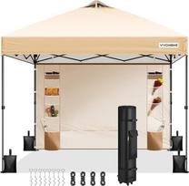 VIVOHOME 3 x 3 m iššokanti pavėsinė su šonine siena Sulankstoma sodo pavėsinė su ventiliacija Reguliuojamas aukštis, įskaitant krepšį ir 4 smėlio maišus UV 50+ CPAI 84 Lauko, turgaus, sodo, kiemo pavėsinė