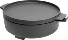 WELL GRILL Duo Dutch Oven priedų rinkinys, skirtas "Weber" 47 cm ir 57 cm virdulinėms anglių kepsninėms, "2-in-1" ketaus keptuvė, skirta "Weber" BBQ Gourmet sistemai ir daugumai dujinių kepsninių, 7,25 l, juoda