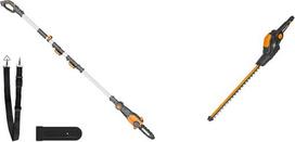WORX WG349E.9 Akumuliatorinis 20 V teleskopinis genėtuvas - praktiškas grandininis pjūklas, skirtas naudoti sunkiai pasiekiamose sodo vietose - be akumuliatoriaus ir įkroviklio ir WA0308 Worxc gyvatvorių žirklės WG252E / WG349E
