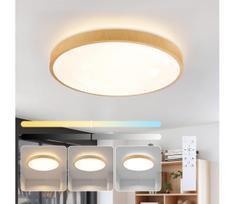 Brilagi-LED Dimeriuojamas šviestuvas GLASS POOL DOUBLE LED/60W/230V 50 cm su medžio apdaila + nuotoliniu pultu