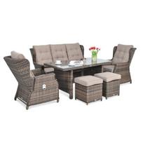 Lauko baldai BALTIMORE DININIG BROWN + pufai