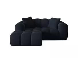 Velvet Left Corner Sofa, "Treno", 2 Seats, 180x164x70 Made in Europe