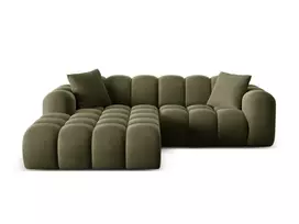 Velvet Left Corner Sofa, "Treno", 3 Seats, 240x184x70 Made in Europe