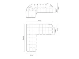 Symmetrical Corner Sofa, "Treno", 3 Seats, 240x240x70 Made in Europe