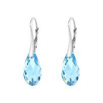 Sidabriniai auskarai moterims DiamondSky „Enchanté (Aquamarine)" su Swarovski kristalais