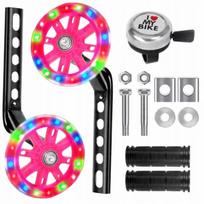 Dviračio Šoninės Paramos Ratai Spalvoti Švytintys Rožiniai Led Grips 12-20 "