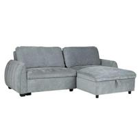 Kampinė sofa-lova Home4you Cloud, 226 cm pločio, pilki audiniai, su patalynės dėže