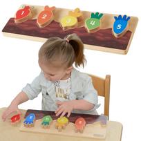 MASTERKIDZ medinė rūšiavimo dėlionė vaikams skaičiai spalvos ir daržovės