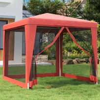 Proginė palapinė su 4 sienomis raudona 25x25m HDPE