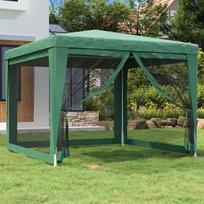 Proginė palapinė su 4 tinklinėmis sienomis žalia 3x3m HDPE