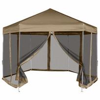 Šešiakampė išskleidžiama palapinė su sienomis taupe 36x31m