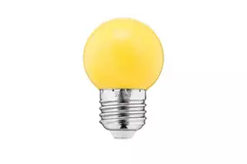 LED spalvota lemputė 1W E27 G45 240V 55Lm PC geltona