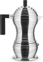 "Alessi" Pulcina Espresso kavos aparatas iš lieto aliuminio. Rankena ir rankenėlė iš PA, juodos spalvos