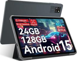 "Blackview Tab60 Pro" "Android 15" planšetinis kompiuteris 10 colių, 24GB RAM + 128GB ROM, 4G LTE + 5G WiFi žaidimų planšetinis kompiuteris, aštuonių branduolių planšetiniai kompiuteriai, 7700 mAh baterija, "Widevine L4" HD ekranas, veido atpažinimas, GPS