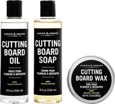 "Caron & Doucet" - "Ultimate Cutting Board Maintenance Kit" - pjaustymo lentos aliejus, pjaustymo lentos muilas, pjaustymo lentos vaškas