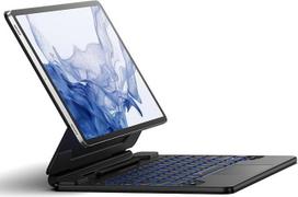 "Dexnor" klaviatūros dėklas "Samsung Galaxy Tab S10+ Plus/S9+ Plus/S9 FE+ Plus/S8+ Plus/S7 FE/S7+ Plus" su klaviatūra ir manipuliatoriumi Magnetinis stovas S rašiklio laikiklis Apšviesta vokiečių kalba QWERTZ - Juodas