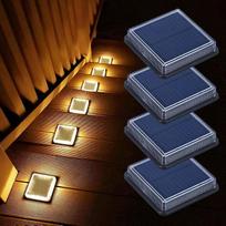 "Lacasa" saulės grindų žibintai Lauko saulės šviesos sodo 50LM LED žingsnių šviesa 3000K šiltos baltos spalvos laiptų šviesa Lauko vandeniui atsparus IP68, skirtas pasivaikščiojimo takams laiptais Kvadratinė pakuotė iš 4