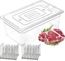 "Sous Vide" kepimo indas, žemos temperatūros lėta keptuvė su dangčiu, 25 litrų talpos, su dangčiu ir padėklu, skirta kepti daugelio rūšių kepsnius, jautienos kepsnius