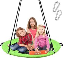 "Trekassy Nest Swing" lauko sūpynės 300 kg XXL 100 cm plokštės sūpynės, 3 metrai 2 sūpynės diržai, 900D Oksfordo vandeniui atsparios vaikiškos sodo sūpynės su plieniniu rėmu, reguliuojamomis virvėmis, idealiai tinka vaikams (žalios spalvos)