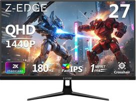 "Z-Edge" 27 colių QHD žaidimų monitorius 180 Hz 2K Fast IPS 1 ms 2560x1440, 350 cd/m² ryškumas, 1,07 mlrd. spalvų, 94 % DCI-P3, HDR10, "FreeSync", "DisplayPort" (180 Hz) HDMI (144 Hz), suderinamas su VESA, juodas