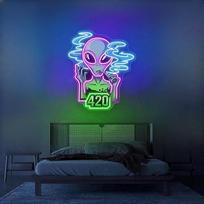 Highway 420 Green Cannabis Leaf LED neoninis ženklas, skirtas sienoms dekoruoti USB reguliuojamas ryškumas, gyvenamasis kambarys, barai, barai, barai, klubai, klubai, susitikimai, menas, sienų dekoravimas