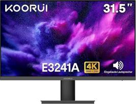 KOORUI 32 colių monitorius, 4K UHD 3840 x 2160 kompiuterio monitorius, VA, 60 Hz, 99 % sRGB, HDR10, adaptyvioji sinchronizacija, integruoti garsiakalbiai, 2 x HDMI 2.0 ir DP 1.4, VESA 100 x 100