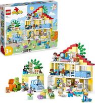 LEGO 10994 DUPLO 3-in-1 šeimos namelis, lėlių namelis iš kaladėlių su "Push & Go Car", 5 figūrėlėmis, 2 gyvūnais ir žaisliniu šviestuvu, žaidimų namelio dovana mažyliams, mergaitėms ir berniukams nuo 3 metų