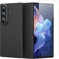 memumi Usiderde Carbon Case for Galaxy Z Fold 7, [su ekrano apsauga priekyje] 0,5 mm itin plonas dėklas, pagamintas iš tikro aramido pluošto ir apsaugantis nuo kritimo, skirtas Galaxy Z Fold 7 (8 colių, 2025) - juodas