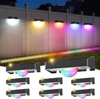 Quntis Solar Wandleuchte Außen mit Lichtstrahl-Effekt 8 Pack, 11 Lichtmodi (Warmweiß & RGB Farbwechsel) IP44 wasserdichte Solar Zaunbeleleuchtung Outdoor, Garten Dekoration für Zaun Terrasse Balkon Hof