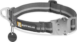 RUFFWEAR Viršutinė virvės antkaklė šunims, atspindinti apykaklė su metaline sagtimi kasdieniam naudojimui, granito pilka, 28-36 cm