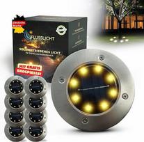 Saulės grindų žibintai lauke - 8 LED šiltos baltos spalvos IP65 vandeniui atsparus ir nerūdijančio plieno automatinis apšvietimas sutemus Saulės žibintai Sodo kiemo kelias 10 valandų apšvietimo laikas