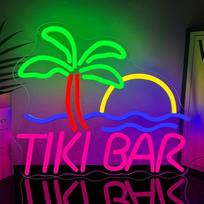 TIKI BAR Neon ženklas LED baro ženklas sieninei apdailai Šviečiantis neoninis alaus šviestuvas Dimmable for Home Bar Garden Party Cocktail Evening Tropical Club Decoration