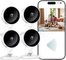 WOLFANG 1080P vidaus stebėjimo kamera, 4 vnt., namų apsaugos kamera, judesio aptikimo funkcija, dvipusis garsas, naktinis matymas, aliarmas, SD ir debesų saugykla, 2.4G WiFi, suderinama su "Google Home" ir "Alexa