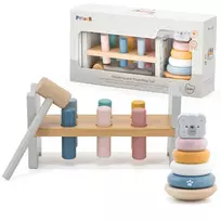 Viga Toys VIGA PolarB Medinė piramidė + Punch su plaktuku Baltasis lokys Montessori