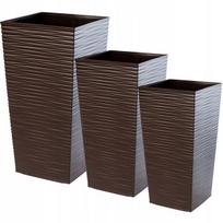Aukštų vazonų su įdėklais rinkinys, 3 vnt., 75 cm, Mocha