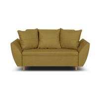 2 vietų sofa-lova ALI geltonos spalvos audinys 120x190 cm miego funkcija