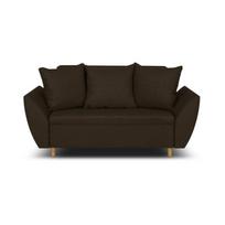 Dviejų vietų sofa-lova ALI tamsiai rudos spalvos apmušalais su miego funkcija ir patalynės dėže