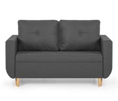 Dviejų vietų sofa-lova DORO, šviesiai pilka, su miegojimo funkcija, patalynės dėže, modernaus dizaino