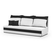 Sofa-lova GUSTAV 3-vietė balta/juoda, moderni iš audinio, su miego funkcija, su daiktų laikymo vieta