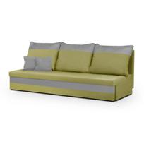 Sofa-lova GUSTAV, trivietė, žalia / šviesiai pilka, su miegojimo funkcija, patalynės dėže, modernaus dizaino