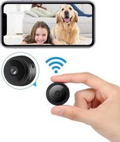 Apsaugos kameros, Mini WiFi paslėpta kamera, šnipinėjimo kamera su garsu ir naktiniu matymu, Black
