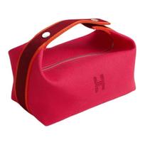 Hermes Bride-A-Brac Medvilninis laikymo maišelis su siuvinėta H raide Kosmetinė maža Unisex krepšiai Magentos spalvos H104222M04 Rose Red