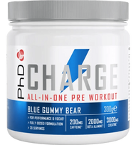 PhD Charge All-In-One Pre-Workout, Blue Gummy Bear, 300 g