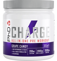 PhD Charge All-In-One Pre-Workout, Grape Candy (BB 2026-06-30), 300 g