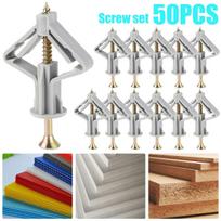 50 vnt. Gipso kartono tvirtinimai Anti Rotate Gipso kartono inkarų rinkinys Stabilūs plėtimosi vamzdelio inkarai Drugelio tipo sienos tvirtinimo inkaras su 50pcs
