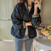 Women's Versatile Reversible Plaid Short Jacket - Korean Style, Spring/Autumn 2025, Loose Fit, Small Size Trench Coat S (up to 52.5 kg) chaki