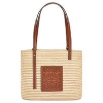 Loewe Pintas kvadratinis krepšys iš rafijos ir veršio odos Rankinė moterims Natūralus riešutas A223099X02-9943 Basic Set (Bag+Dust Bag)