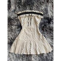 Meninio retro stiliaus taškuota nėriniais juosta mini sijonas Large balta